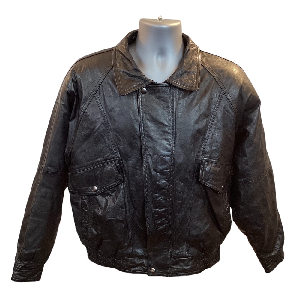 Vintage Hill & Archer Leather Bomber Jacket Lined